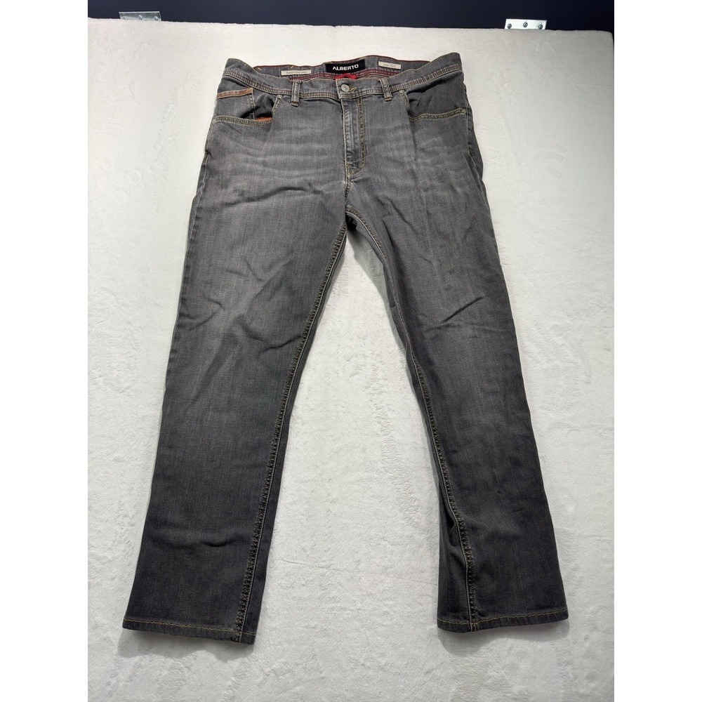 Alberto Jeans Mens 35x32 Gray Denim Straight Leg Regular Fit Medium Wash Stretch